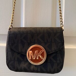 Michael Kors Brown and Gold Crossbody Bag